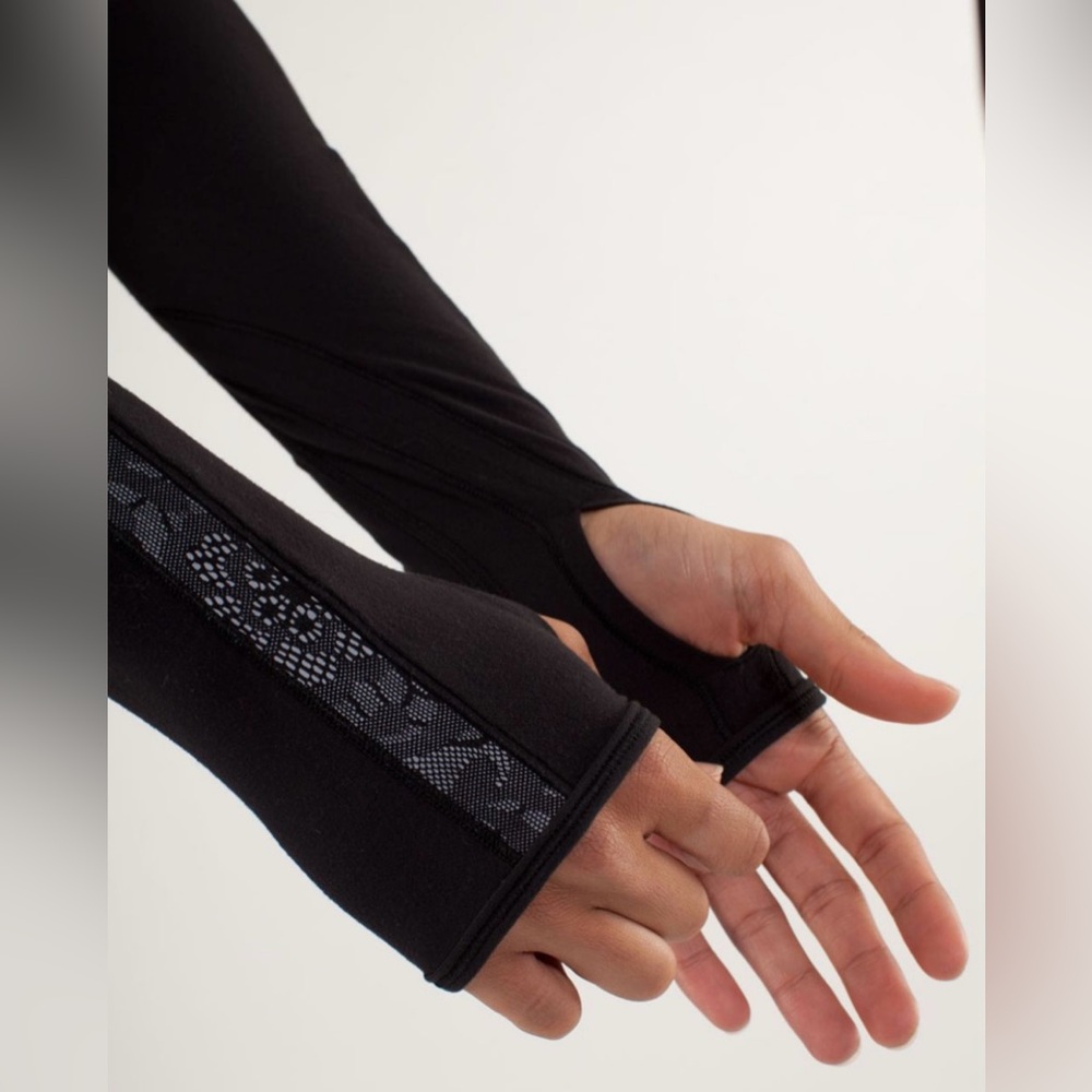 lululemon athletica Black Long Sleeve Top with lace detail